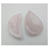 2 Rose Quartz  teardrop Trinket Trays Rock Mineral
