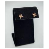 10k Gold Clear Gemstone Stud Earrings