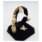 Gold FILLED Bone Carved Charm Bracelet