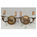 Brass Hollywood Regency Style Wall Sconce & Prisms