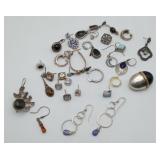 Sterling Silver Cabochon Earrings Singles 70g TWT