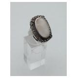 Sterling Silver MOP Marcasite Ring heavy