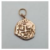 14k Gold Sumatran Kupang Coin Pendant 4.2 Grams