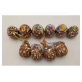 10 Ukrainian Hand Painted Easter Eggs Signed