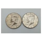2-1965 Kenndy Half Dollars US Coin 40% silver