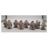 8 Russian Polish Pottery Painted Santa Claus 8 pcs