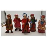 Signed Russian Painted Folklore Musician Set