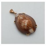 10k Gold Wire Wrapped Cowrie Shell Pendant