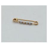14k Gold Seed Pearl Pin 0.6 Grams TWT
