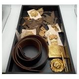 Us Army Officers Visor Cap Brass Badges Buckles