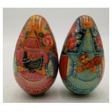 2 Pysanky Ukraine Russian Hand Pained Eggs