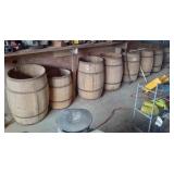 10 Wood Wine Whiskey Barrels with Metal Stays