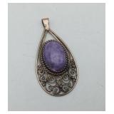 Artisan Crafted Charoite Purple Gemstone Pendant