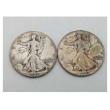2-1941 Walking Liberty Half Dollar 50 cent Coins
