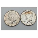 2-1968 Kennedy Silver Half Dollar 50 cent 40% Silv