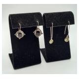 Sterling Silver Oynx Peridot Dangle Earrings 2 set