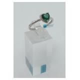 New Sterling Green Lab Emerald Moisanite Ring