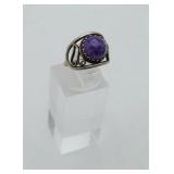 Silver Charoite Ring Natural Purple Gemstone