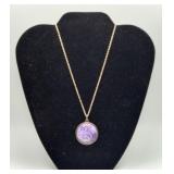 Round Charoite Pendant Necklace Artisan Made