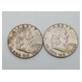 2 Silver Half Dollar Us Coins Ben Franklin 1962