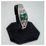 Alpaca Silver Mother of Pearl Enamel Bracelet