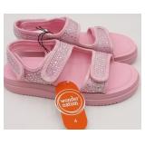 New Girls Size 4 Pink Crystal Sandals Shoes