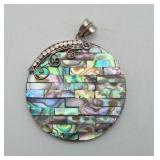 Sterling Silver Abalone Pendant Iridescent Shell