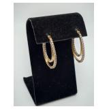 Gold on Sterling Silver CZ Hoop Earrings