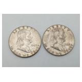 1963 Ben Franklin Silver Half Dollars US Coins 2pc