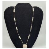 Sterling Liquid Silver Pearl & Pendant Necklace