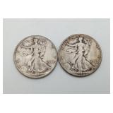 2-1945 Walking Liberty Silver Half Dollar US Coins