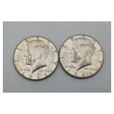 2-1966 Kennedy Half Dollars 40% Silver US Coins