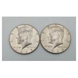 2-1965 Kennedy Silver Half Dollar US Coin 40% silv
