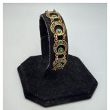 800 Silver Art Nouveau Enamel Bracelet Gold Overly