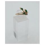 14K Yellow Gold Emerald & Diamond Ring