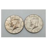 2-1967 Kennedy Half Dollar Coins 40% Silver