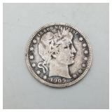 1909-D Barber Silver Quarter US Coin