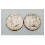 2-1964 Kennedy Half Dollars Silver 50 Cent Coins