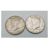 2 Kennedy 1964 Silver Half Dollar US Coins