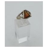 Silver Baltic Amber Ring Sterling  ? Unmarked