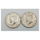 1965 Kennedy Silver Half Dollars 40% Coins 2 pcs
