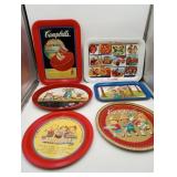 6 Tin Advertising Campbell's Soup Kids Trays MINT