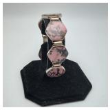 800 Silver Artisan Made Rhodonite Link Bracelet