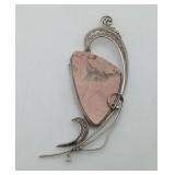 800 Silver ?  Artisan Made Rhodchrosite Brooch Pin