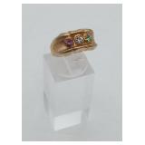 Sterling Silver Gold Overlay Multi Stone Ring