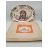 1950s Transferware Turkey Platter MINT Orginal Box