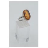 Sterling ? Baltic Amber Ring