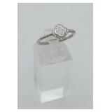 Sterling White Opal Diamond Clover Ring