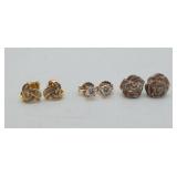 Group Sterling Silver Stud Earring with CZ Flowers