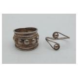 2 Sterling Silver Bead Ring 5 Grams